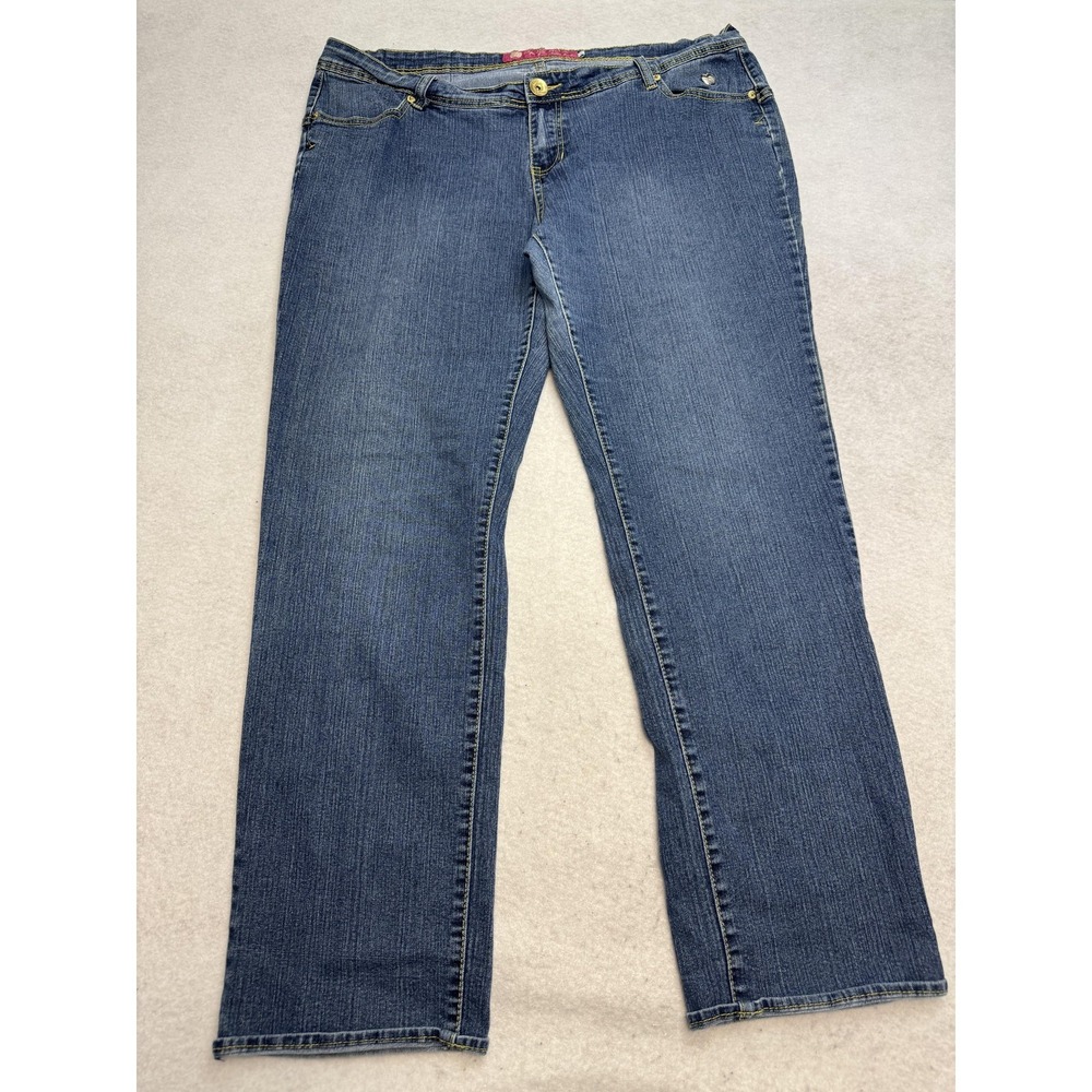 Apple Bottoms Jeans Womens 20 Blue High Rise Straight Embroidered Denim